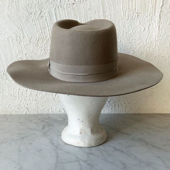 Wyeth Women's Lila Fedora Hat Brown Wool Wide Brim Ribbon Band  - One Sizerey - Picture 6 of 13